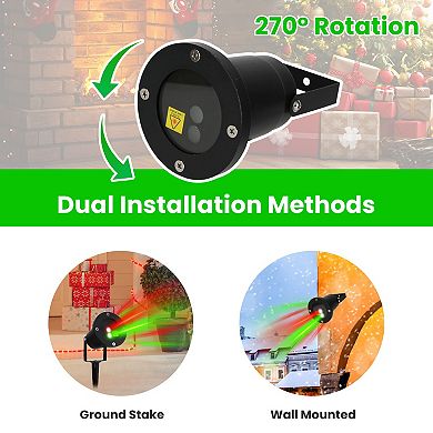 Outdoor Laser Projector Light Red & Green, 3 Modes, 12 Speeds, 6H Timer, IP44 Waterproof