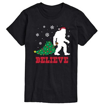 Big & Tall Sasquatch Believe Christmas Tree Graphic Tee