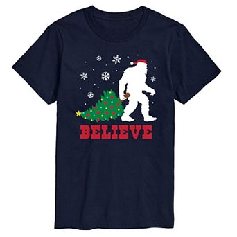 Big & Tall Sasquatch Believe Christmas Tree Graphic Tee