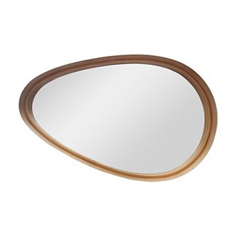 Parisloft Teardrop Gold Metal Framed Wall Mirror, Decorative Droplep Shaped Metal Mirror