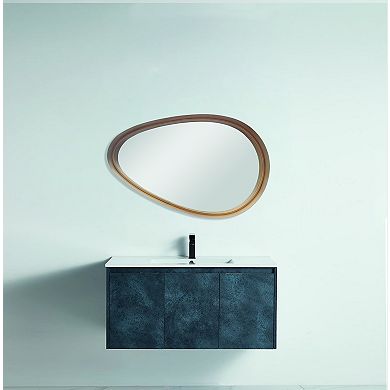 Parisloft Teardrop Gold Metal Framed Wall Mirror, Decorative Droplep Shaped Metal Mirror