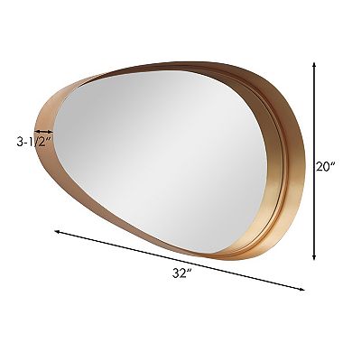 Parisloft Teardrop Gold Metal Framed Wall Mirror, Decorative Droplep Shaped Metal Mirror