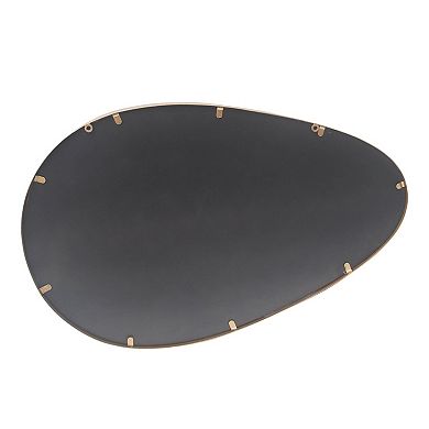 Parisloft Teardrop Gold Metal Framed Wall Mirror, Decorative Droplep Shaped Metal Mirror
