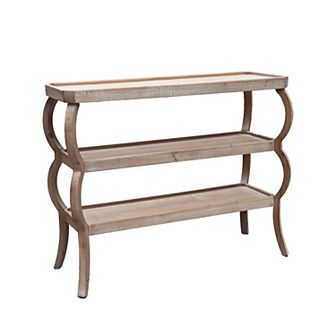 Parisloft Farmhouse 3 tier Wood Rustic Brown Console Table, 33"H