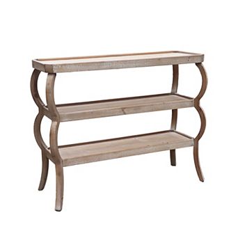 Parisloft Farmhouse 3 tier Wood Rustic Brown Console Table, 33"H