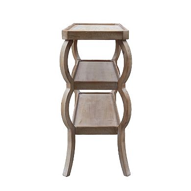 Parisloft Farmhouse 3-Tier Wood Rustic Brown Console Table, 33"H