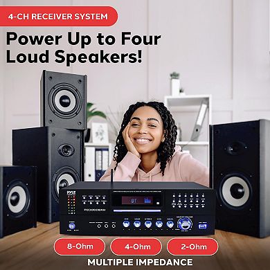 Pyle 4000W 4-Channel Wireless Bluetooth Amplifier
