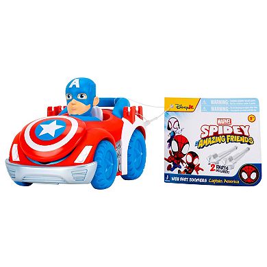 Marvel Spidey & Friends Web Dart Zoomers Vehicle with Captain America Accessory