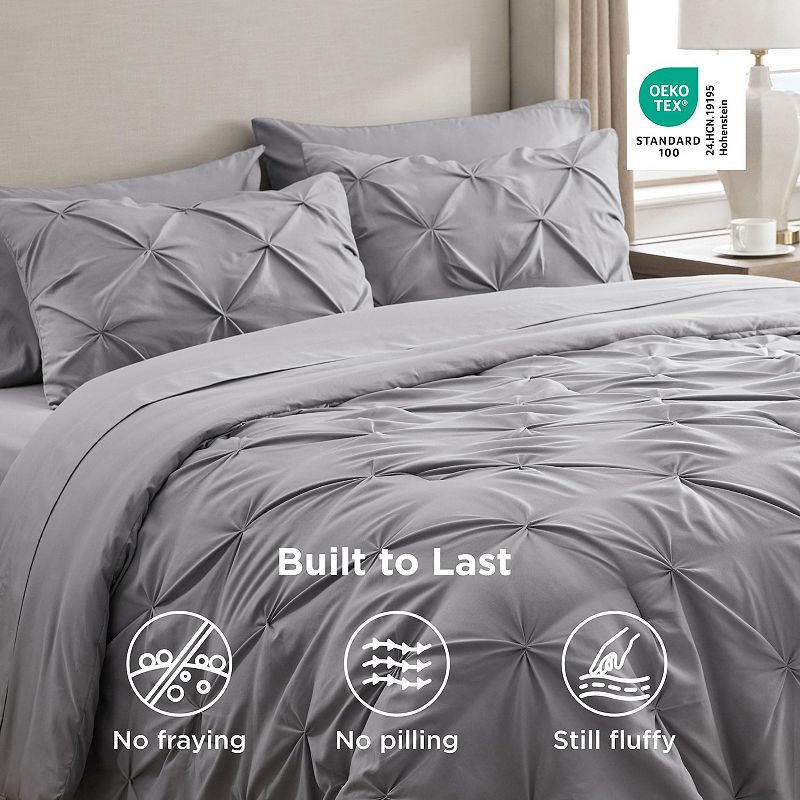 Bedsure GentleSoft™ Reversible Pintuck Comforter Bed-in-a-Bag Set, Grey
