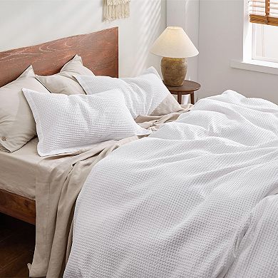 Bedsure GentleSoft™ 3-pc. Cotton Waffle Weave Reversible Duvet Cover Set