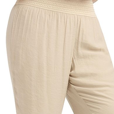 Plus Size AB Studio Elastic Waist Wide-Leg Pants