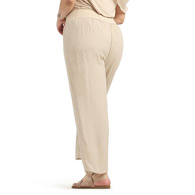 Plus Size AB Studio Elastic Waist Wide-Leg Pants