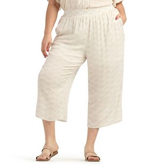Plus Size AB Studio Pull-On Wide Leg Crop Pants