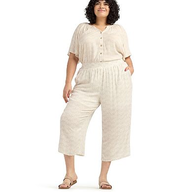 Plus Size AB Studio Pull-On Wide Leg Crop Pants