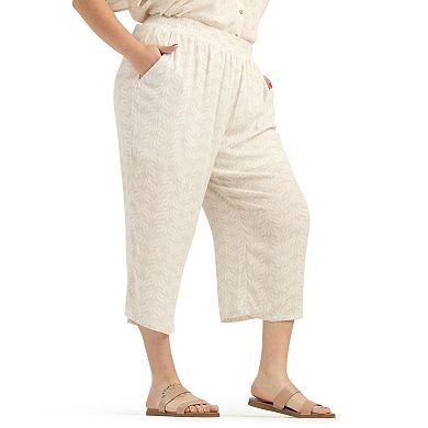 Plus Size AB Studio Pull-On Wide Leg Crop Pants