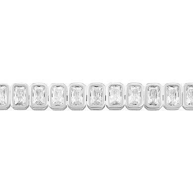 Brilliance Silver-Plated Cubic Zirconia Tennis Bracelet