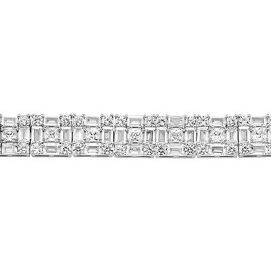 Brilliance Fine Silver Plated Cubic Zirconia Square Tennis Bracelet
