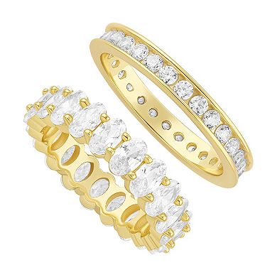 Brilliance Cubic Zirconia Eternity Band Ring Duo Set