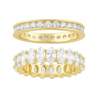 Brilliance Cubic Zirconia Eternity Band Ring Duo Set