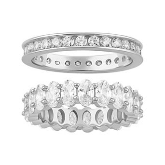 Brilliance Cubic Zirconia Eternity Band Ring Duo Set