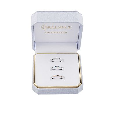 Brilliance 3-Piece Multi-Gemstone & Cubic Zirconia Eternity Ring Set