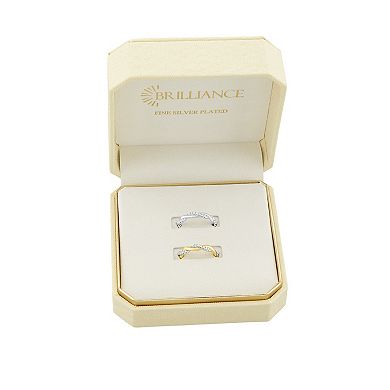 Brilliance Polished Cubic Zirconia Twisted Band Ring Duo Set