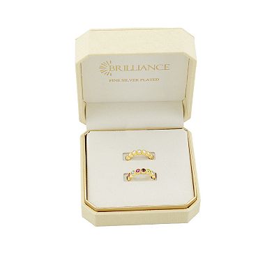 Brilliance Gold-Tone Multi-Gemstone Eternity Ring Duo Set