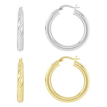 Brilliance Diamond-Cut Hoop Earrings Set