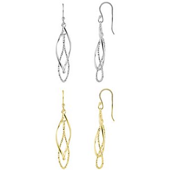 Brilliance Polished Diamond-Cut Twist Drop Earrings Set