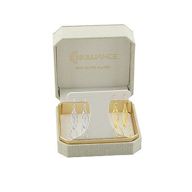Brilliance Polished Diamond-Cut Twist Drop Earrings Set