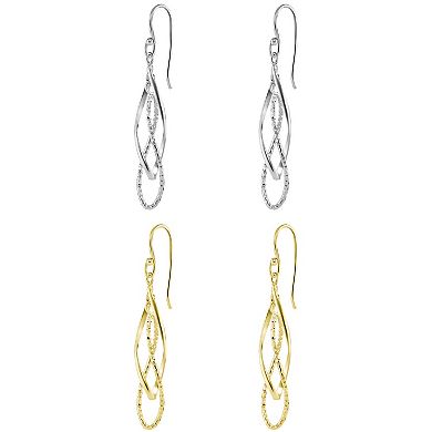 Brilliance Polished Diamond-Cut Twist Drop Earrings Set