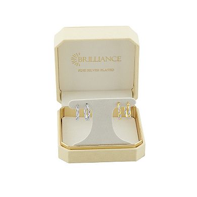 Brilliance Cubic Zirconia Twisted Hoop Earrings Duo Set