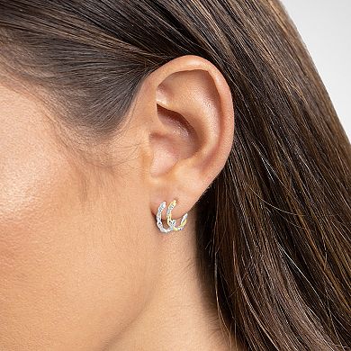 Brilliance Cubic Zirconia Twisted Hoop Earrings Duo Set