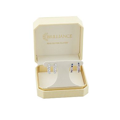 Brilliance Fine Silver-Plated Multi-Gemstone Hoop Earrings Duo Set