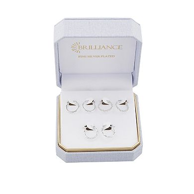 Brilliance 3-Pair Polished, Mesh & Diamond-Cut Hoop Earrings Set