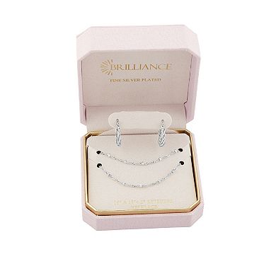 Brilliance Braided Hoop Earrings & Double Layer Beaded Chain Necklace Set