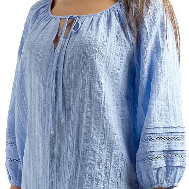Women's AB Studio Three-Quarter Sleeve Pintuck Blouse