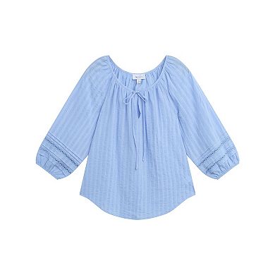 Women's AB Studio Three-Quarter Sleeve Pintuck Blouse