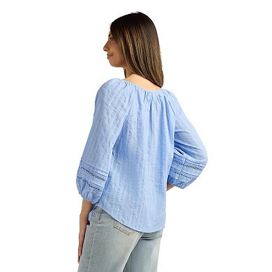 Women's AB Studio Three-Quarter Sleeve Pintuck Blouse