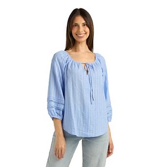 Women's AB Studio Three-Quarter Sleeve Pintuck Blouse
