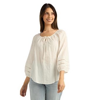 Women's AB Studio Three-Quarter Sleeve Pintuck Blouse