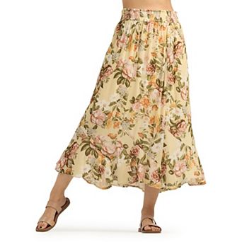 Women's AB Studio Floral Midi Pull-On Skirt
