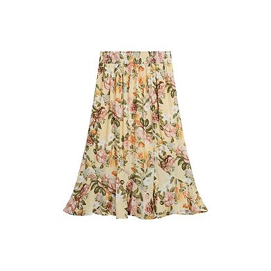 Women's AB Studio Floral Midi Pull-On Skirt