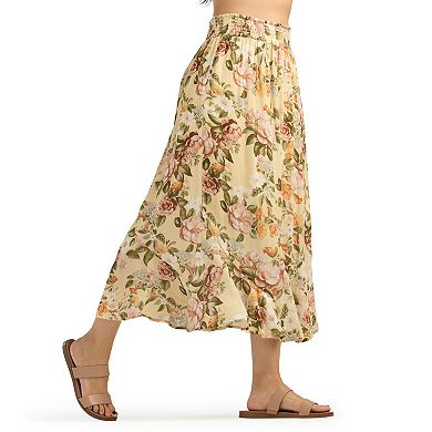 Women's AB Studio Floral Midi Pull-On Skirt