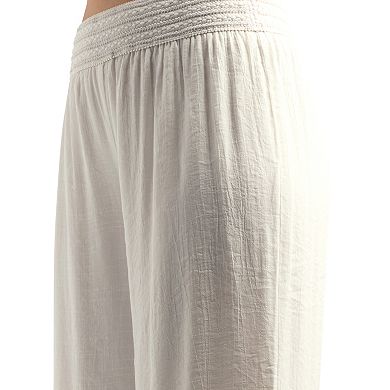 Women's AB Studio Novelty Smocked Elastic Waist Wide-Leg Pants