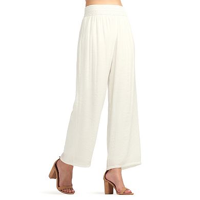 Women's AB Studio Novelty Smocked Elastic Waist Wide-Leg Pants