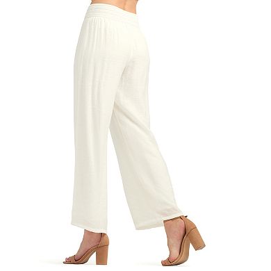 Women's AB Studio Novelty Smocked Elastic Waist Wide-Leg Pants