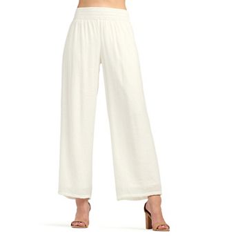 Women's AB Studio Novelty Smocked Elastic Waist Wide-Leg Pants