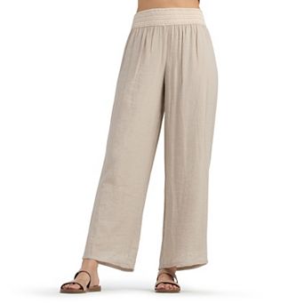 Women's AB Studio Novelty Smocked Elastic Waist Wide-Leg Pants