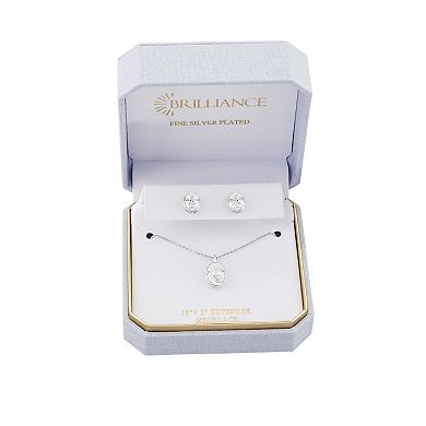 Brilliance Oval Cubic Zirconia Pendant Necklace & Earrings Set